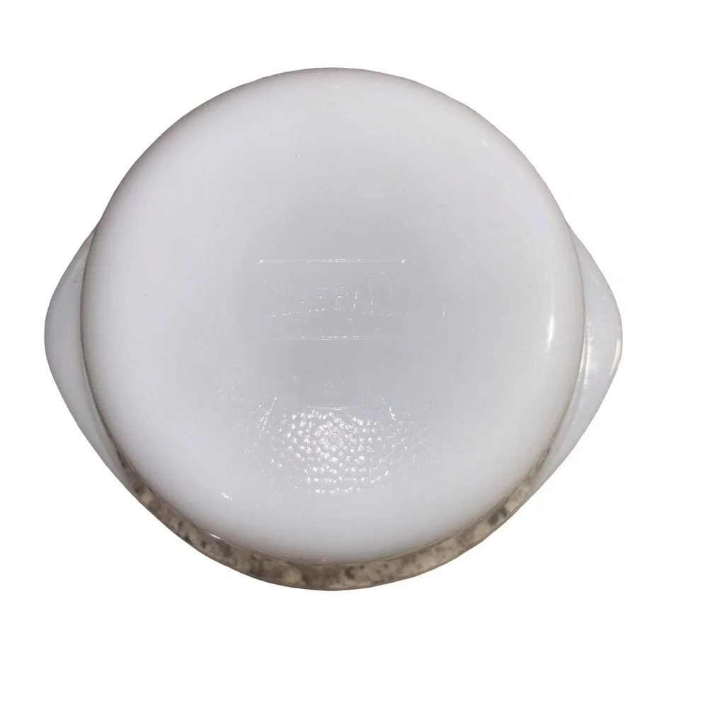Vintage Glasbake Milk Glass Casserole Dish with Clear Glass Lid Round White